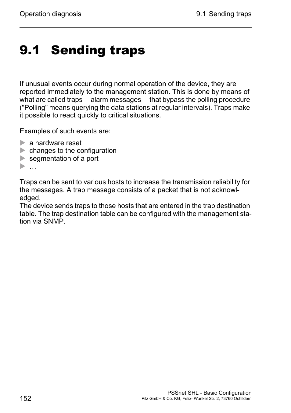 Sending traps, 1 sending traps | Pilz PSSnet SHL 8T MRP User Manual | Page 151 / 203