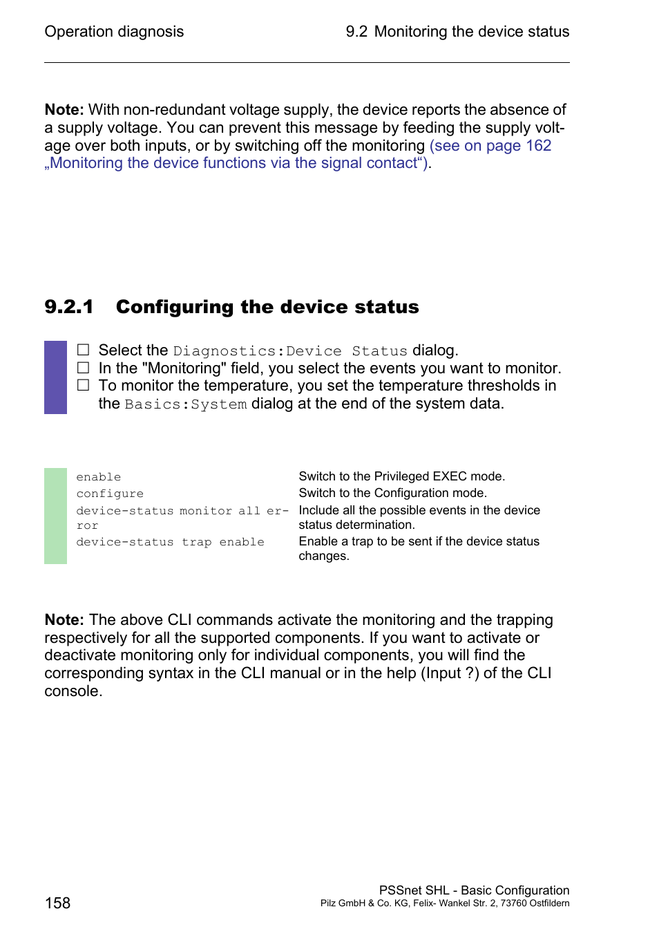 1 configuring the device status | Pilz PSSnet SHL 8T MRP User Manual | Page 157 / 203