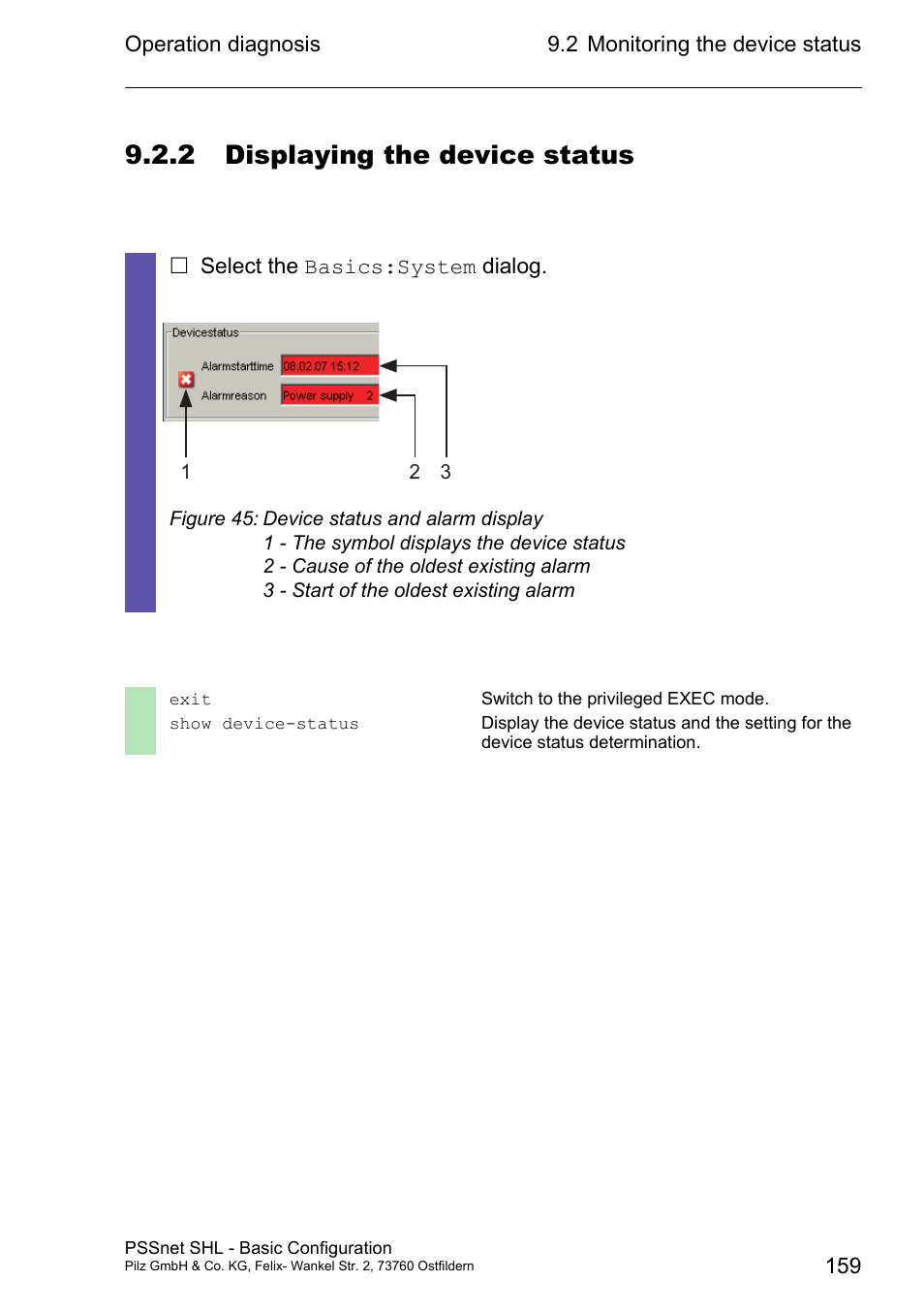 2 displaying the device status | Pilz PSSnet SHL 8T MRP User Manual | Page 158 / 203