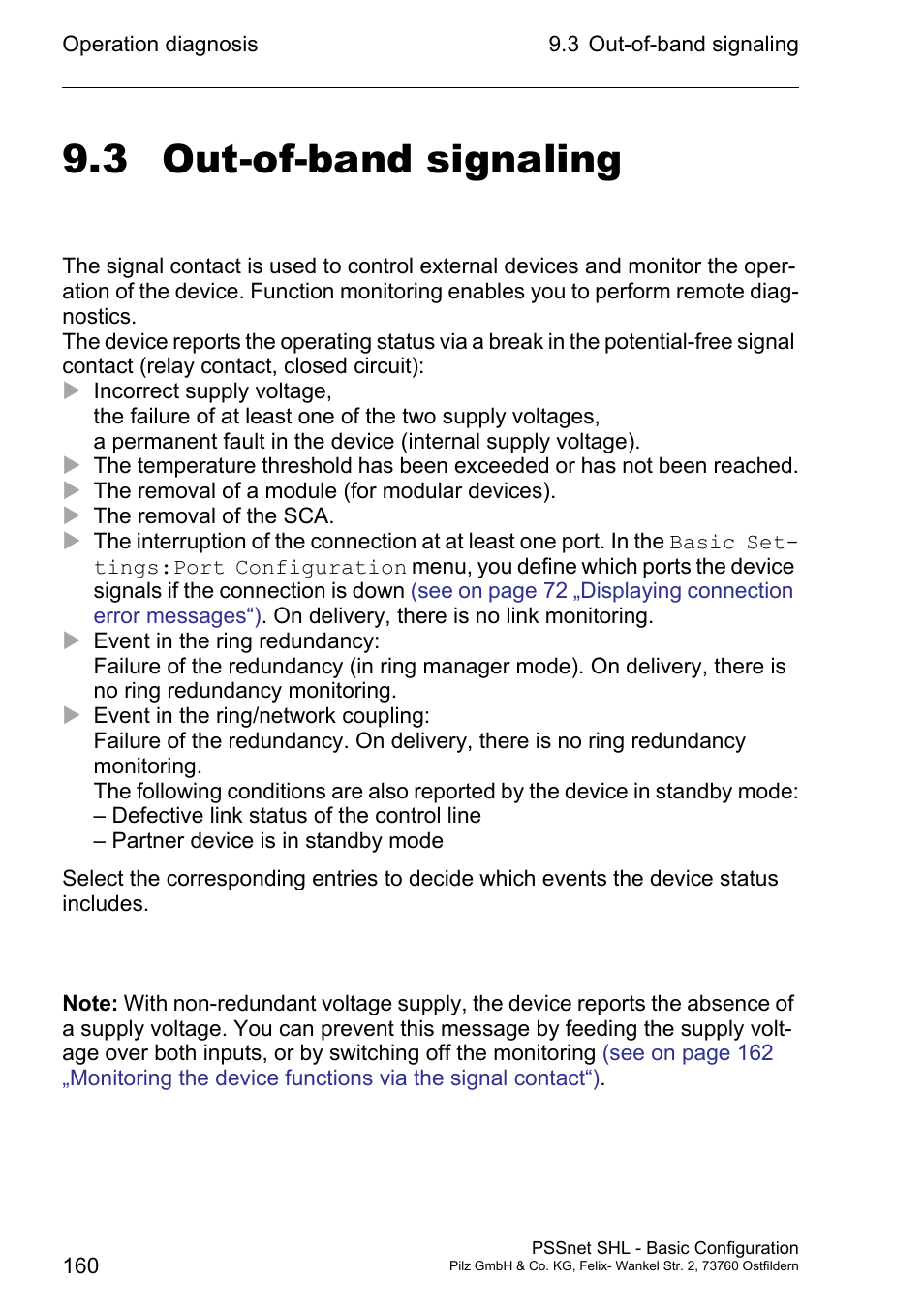 Out-of-band signaling, 3 out-of-band signaling | Pilz PSSnet SHL 8T MRP User Manual | Page 159 / 203