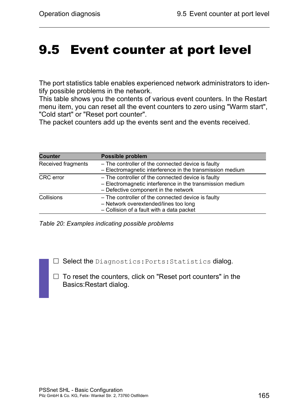 Event counter at port level, 5 event counter at port level | Pilz PSSnet SHL 8T MRP User Manual | Page 164 / 203