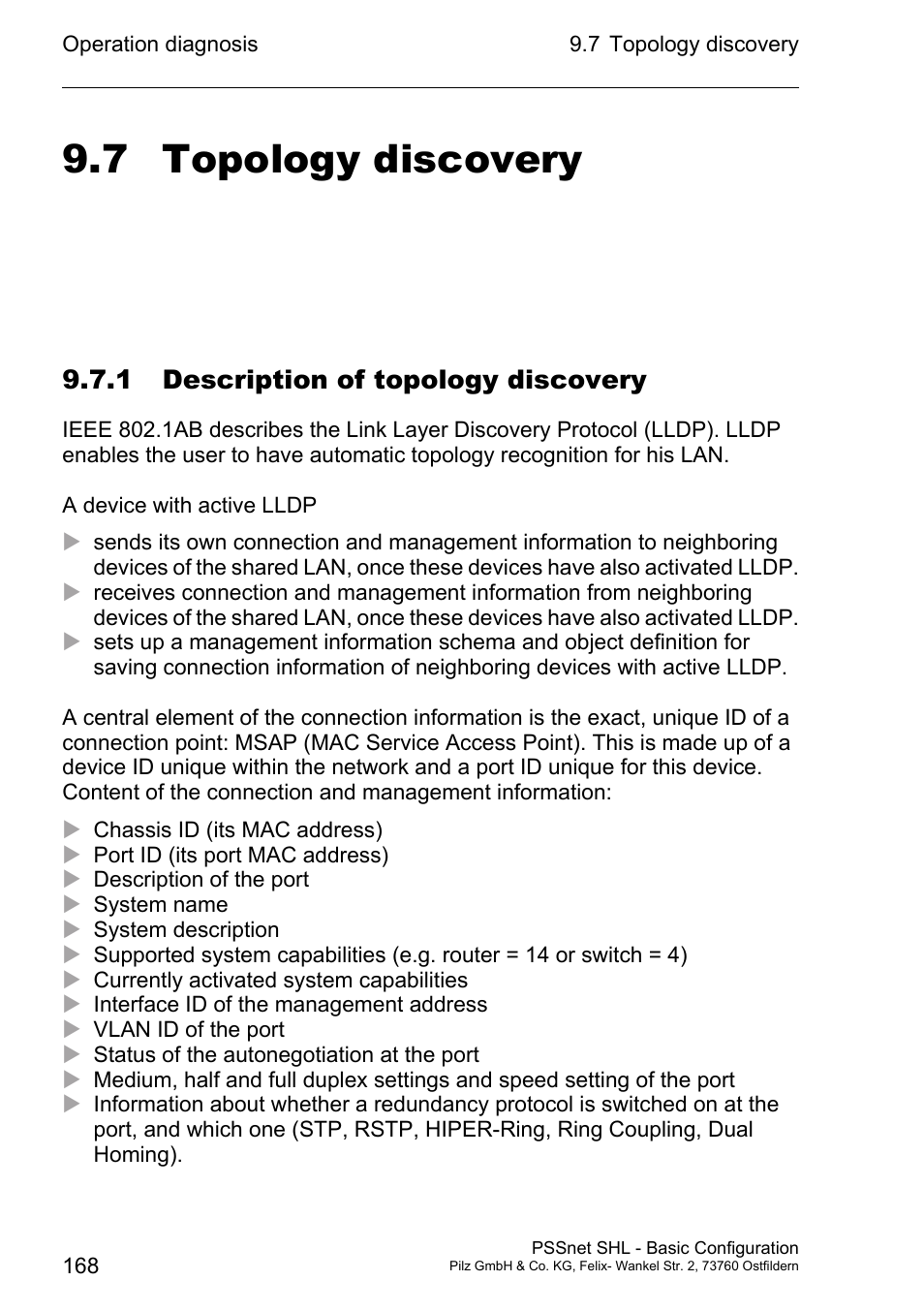 Topology discovery, 1 description of topology discovery, 7 topology discovery | Pilz PSSnet SHL 8T MRP User Manual | Page 167 / 203