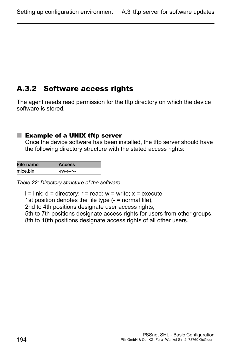 A.3.2 software access rights | Pilz PSSnet SHL 8T MRP User Manual | Page 193 / 203
