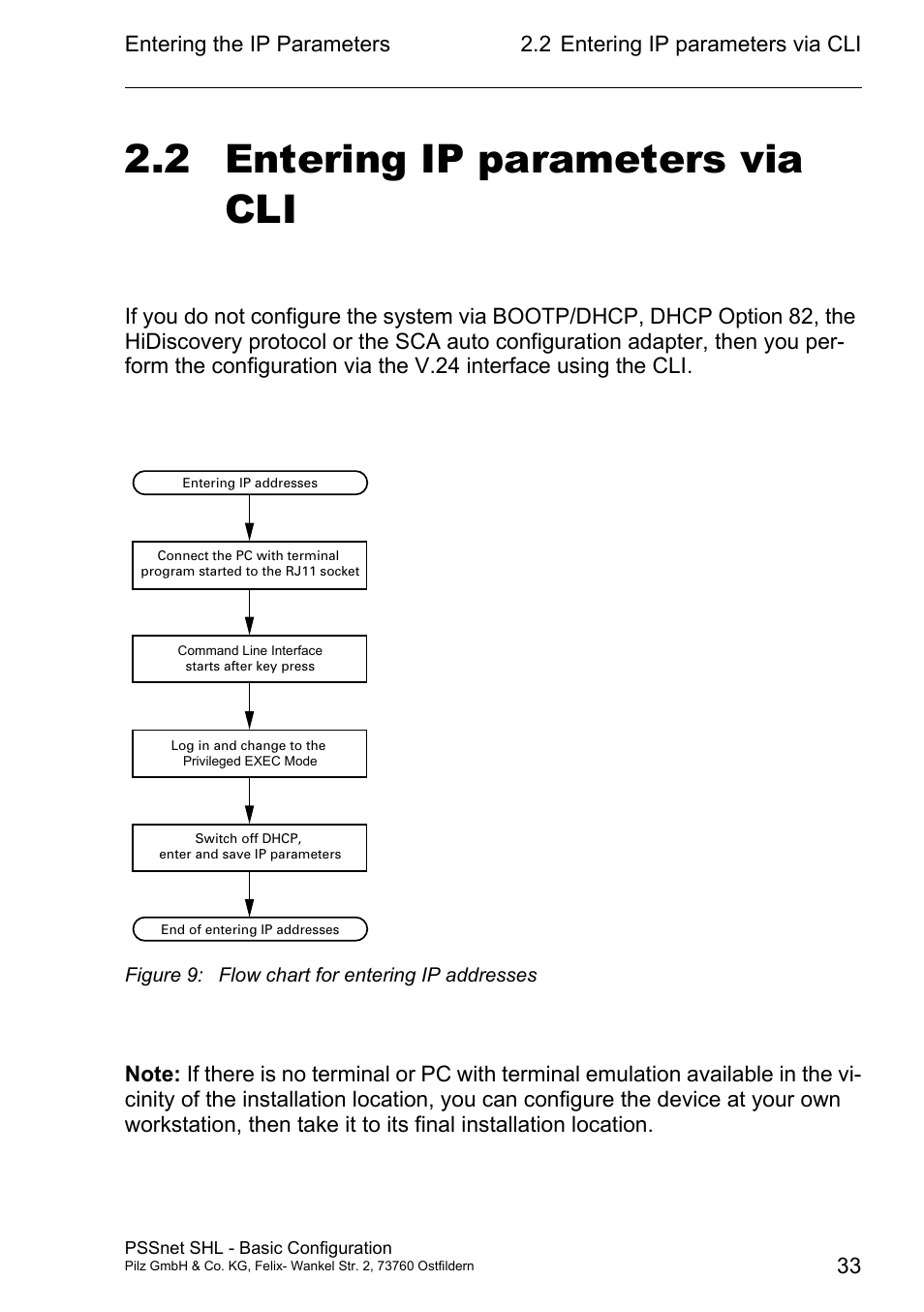Entering ip parameters via cli, 2 entering ip parameters via cli | Pilz PSSnet SHL 8T MRP User Manual | Page 32 / 203