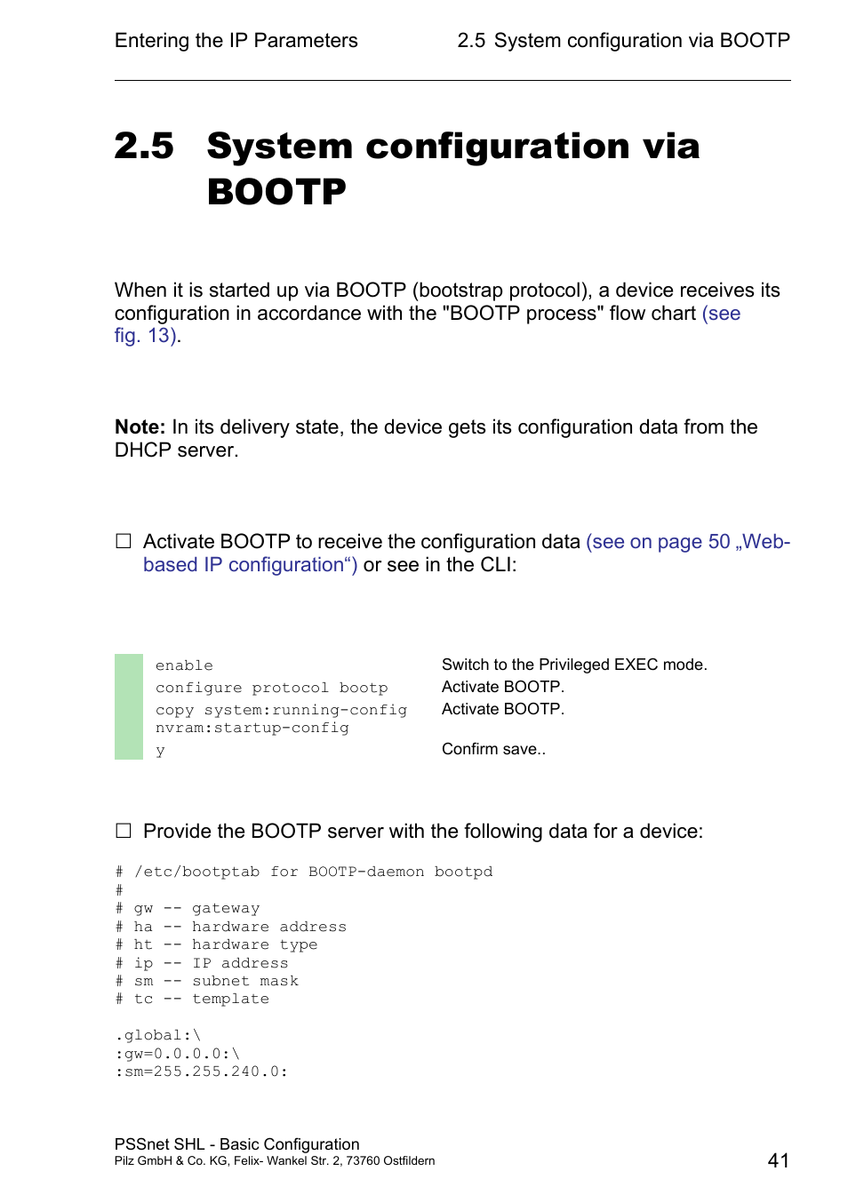 System configuration via bootp, 5 system configuration via bootp | Pilz PSSnet SHL 8T MRP User Manual | Page 40 / 203