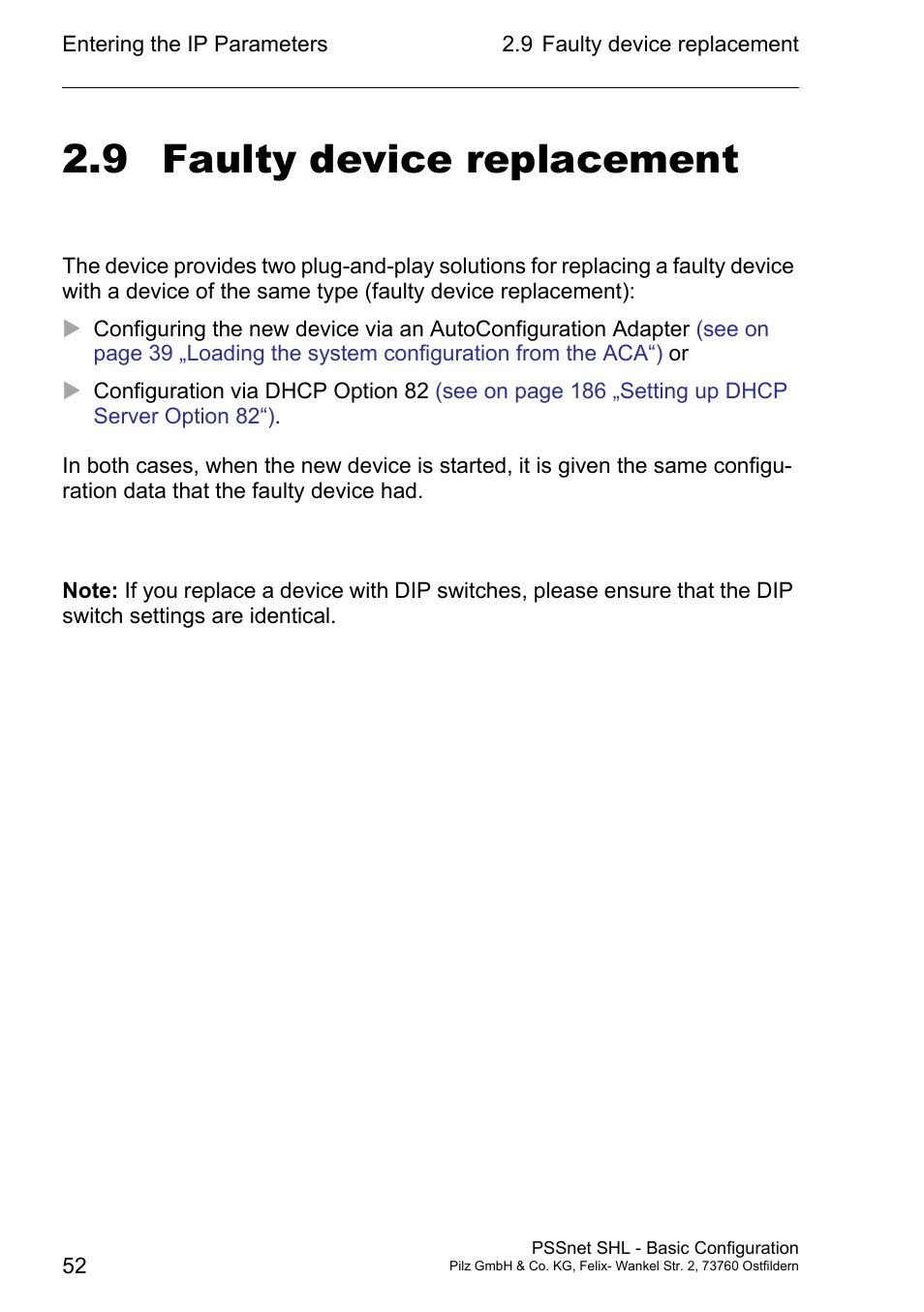 Faulty device replacement, 9 faulty device replacement | Pilz PSSnet SHL 8T MRP User Manual | Page 51 / 203