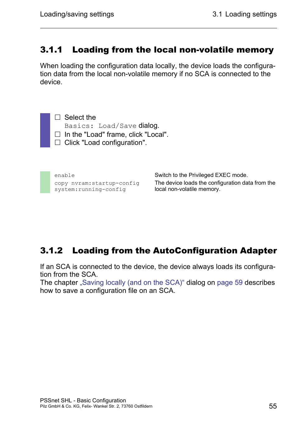 1 loading from the local non-volatile memory, 2 loading from the autoconfiguration adapter | Pilz PSSnet SHL 8T MRP User Manual | Page 54 / 203