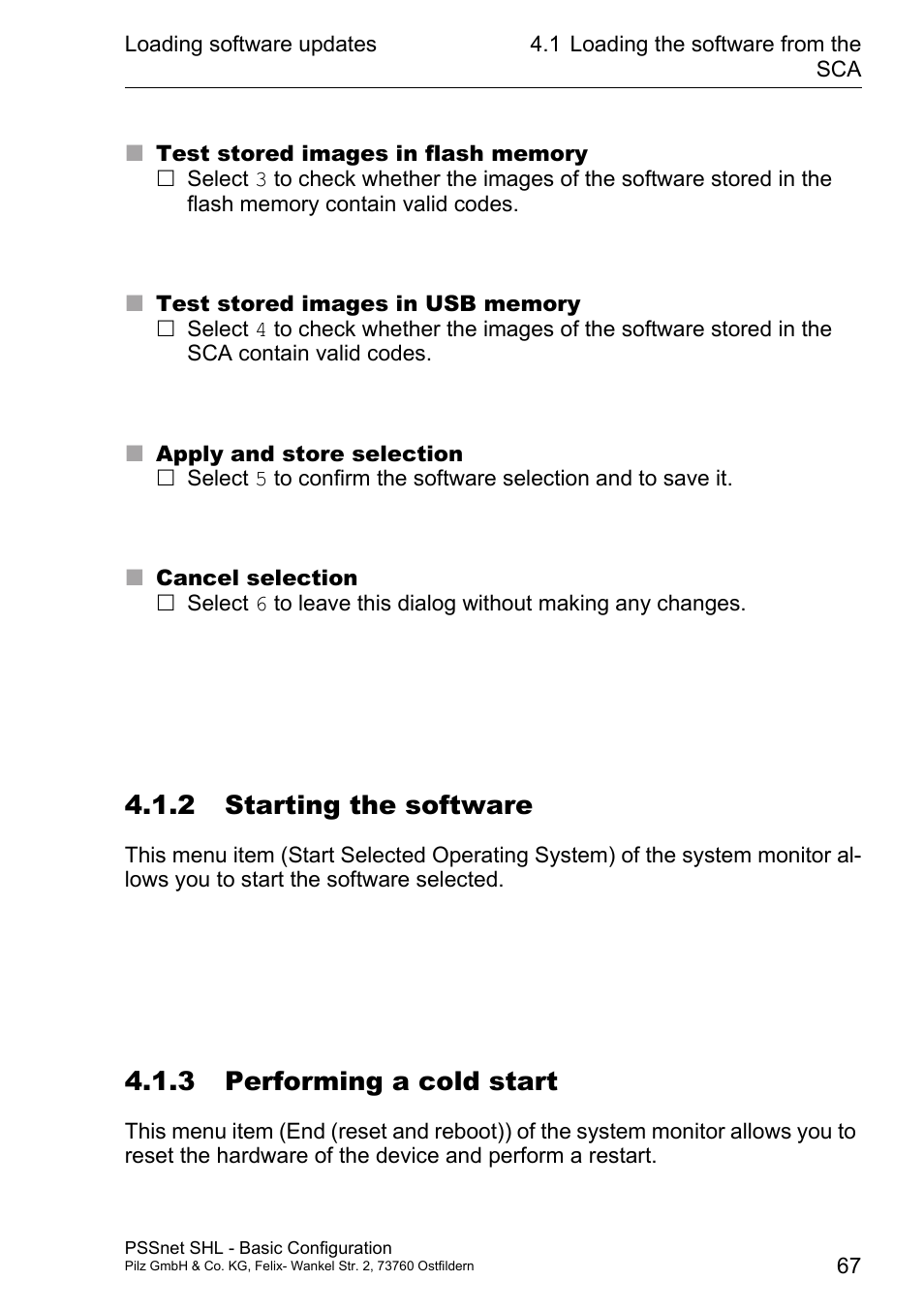 2 starting the software, 3 performing a cold start | Pilz PSSnet SHL 8T MRP User Manual | Page 66 / 203