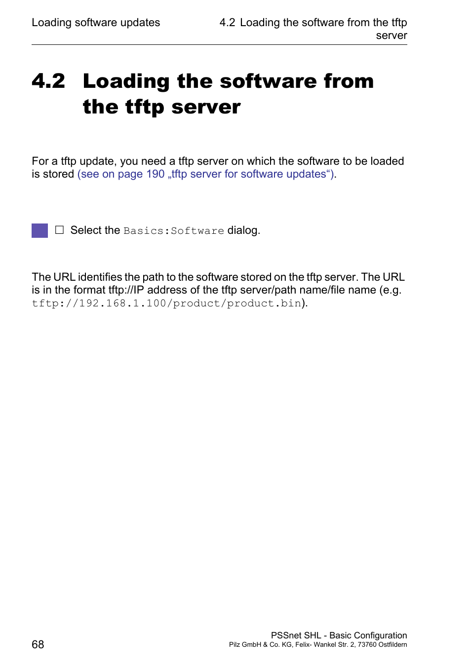 Loading the software from the tftp server, 2 loading the software from the tftp server | Pilz PSSnet SHL 8T MRP User Manual | Page 67 / 203