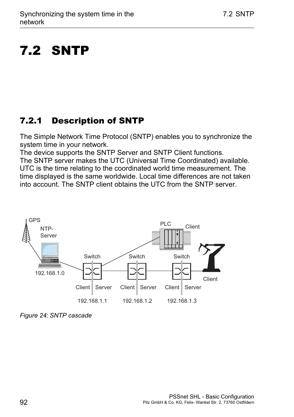 Sntp 92 7.2.1 description of sntp, 2 sntp, 1 description of sntp | Pilz PSSnet SHL 8T MRP User Manual | Page 91 / 203
