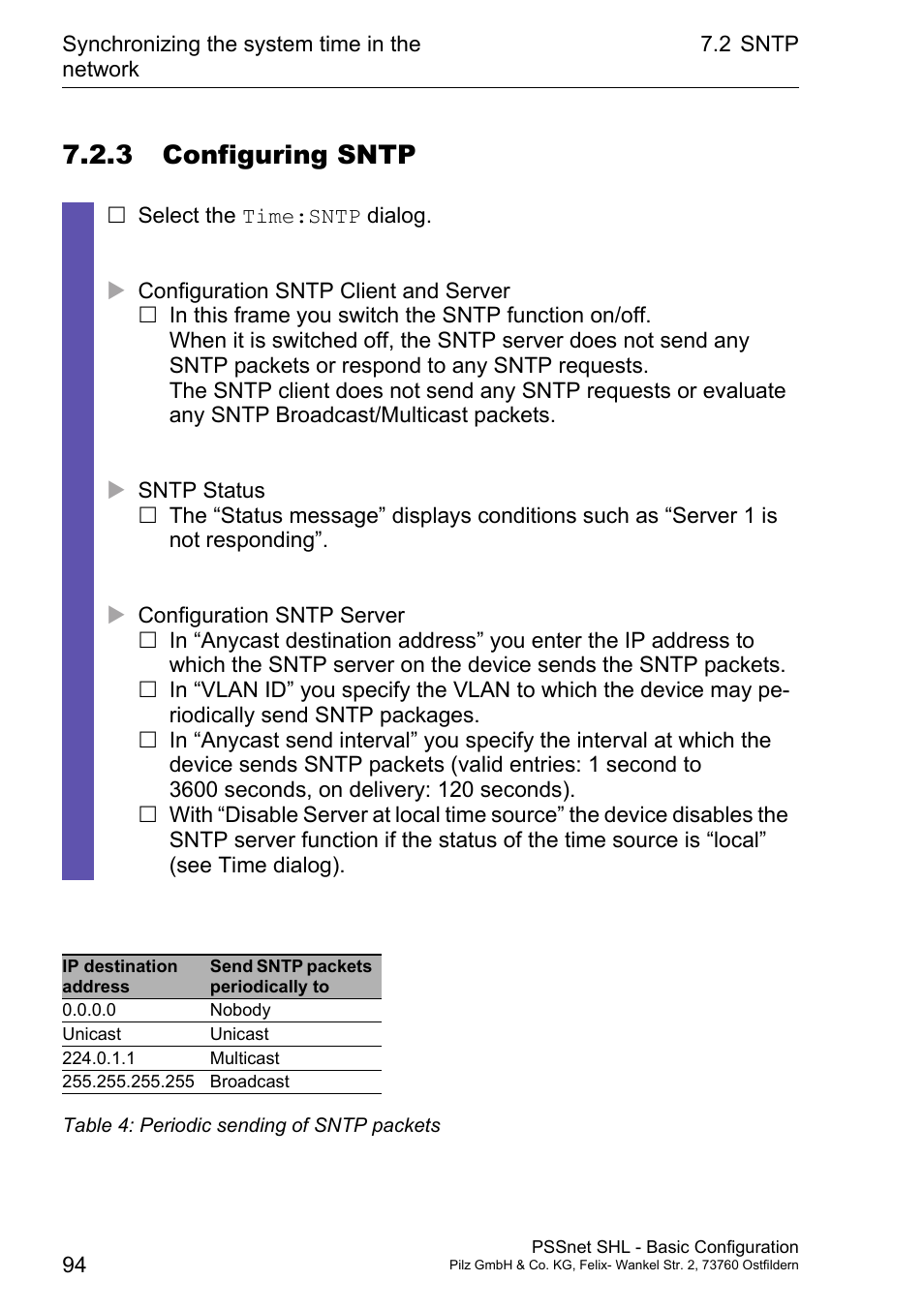 3 configuring sntp | Pilz PSSnet SHL 8T MRP User Manual | Page 93 / 203