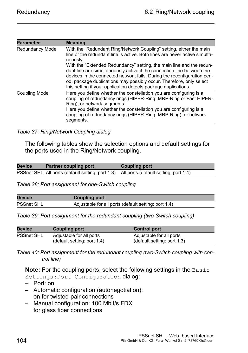 Pilz PSSnet SHL 8T MRP User Manual | Page 104 / 156