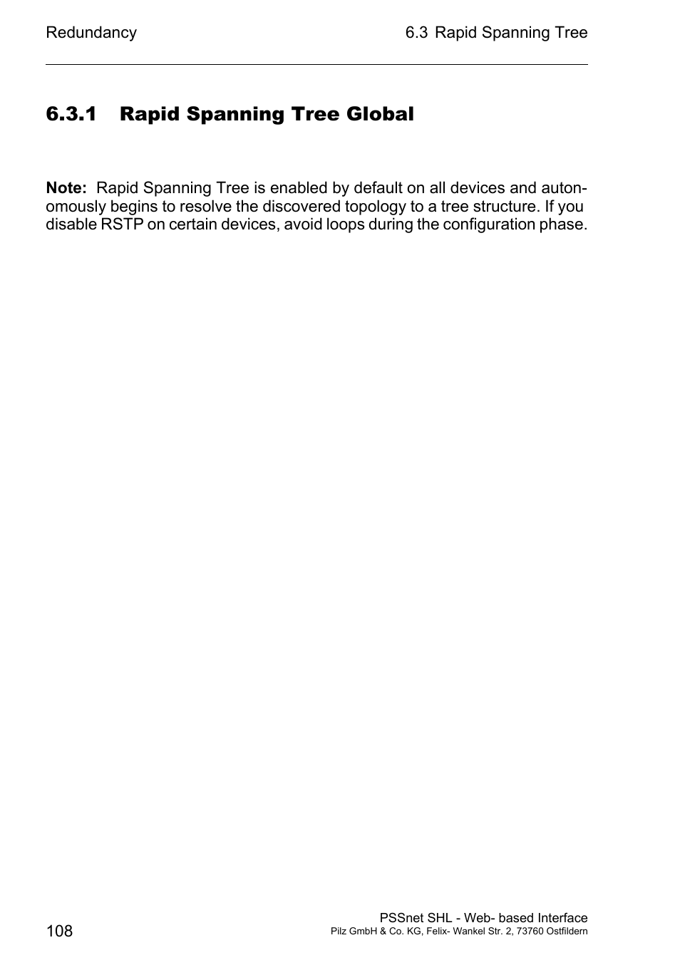 1 rapid spanning tree global | Pilz PSSnet SHL 8T MRP User Manual | Page 108 / 156