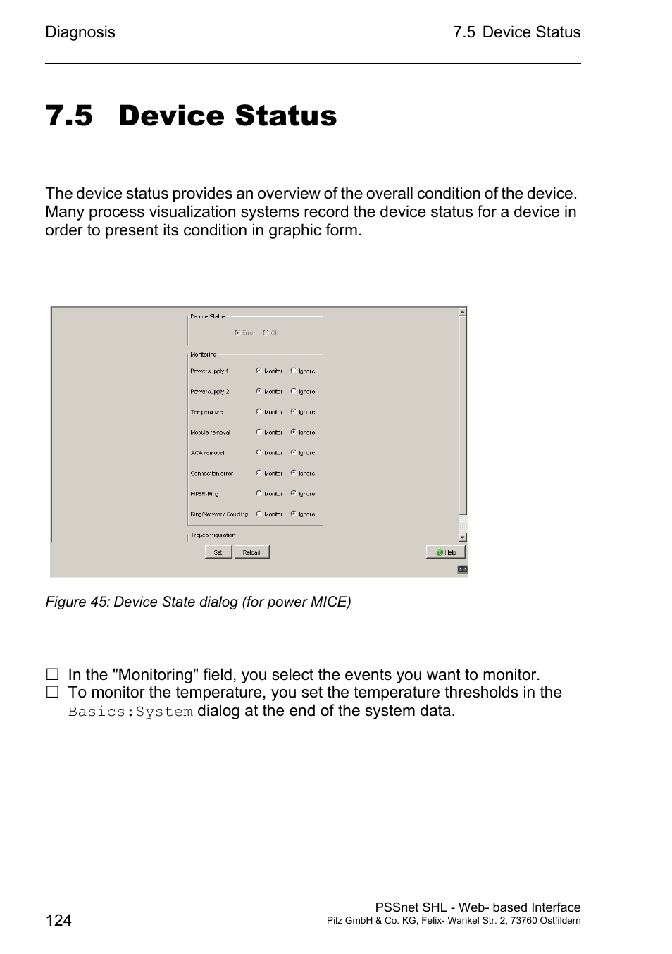 Device status, 5 device status | Pilz PSSnet SHL 8T MRP User Manual | Page 124 / 156