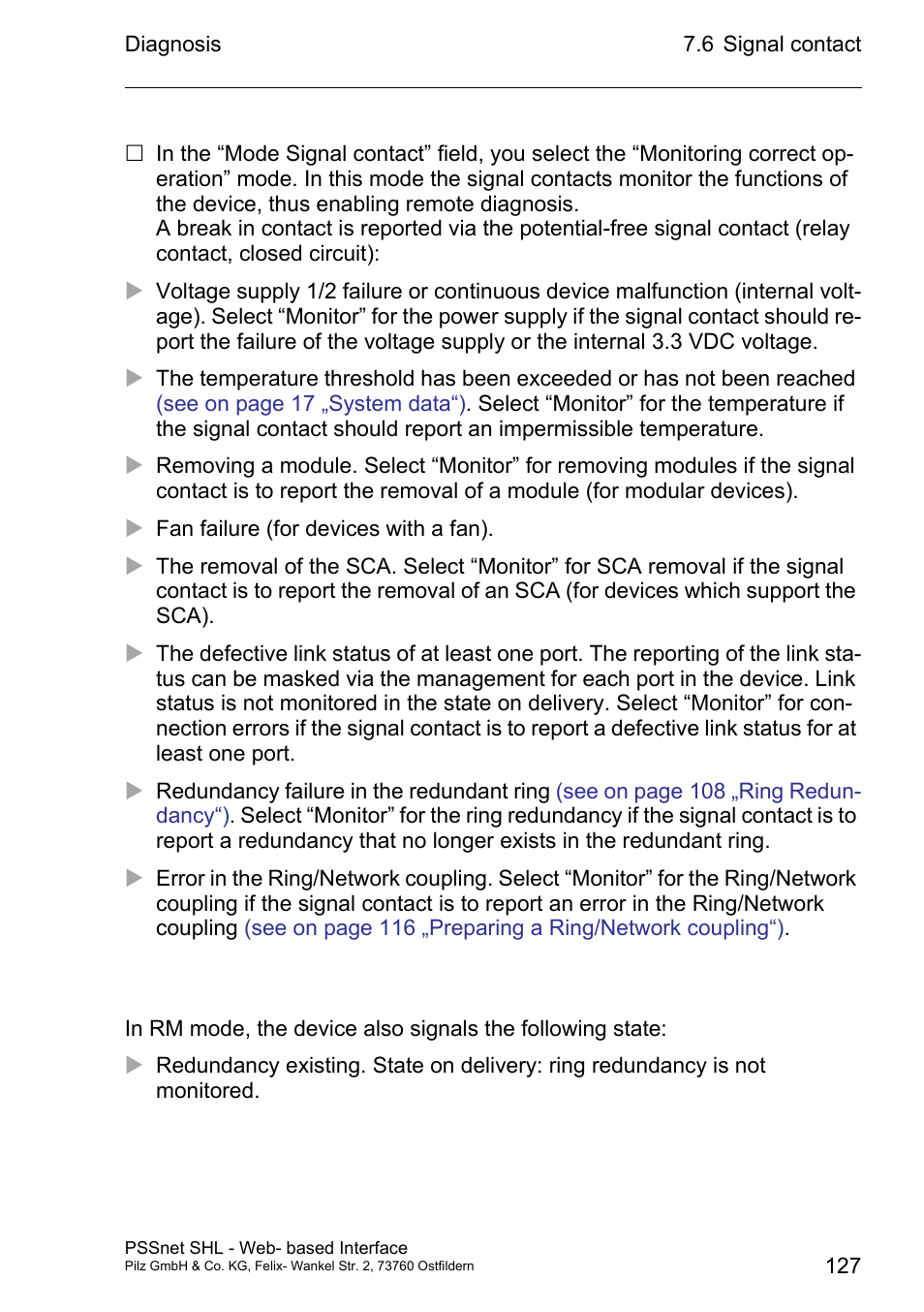Pilz PSSnet SHL 8T MRP User Manual | Page 127 / 156