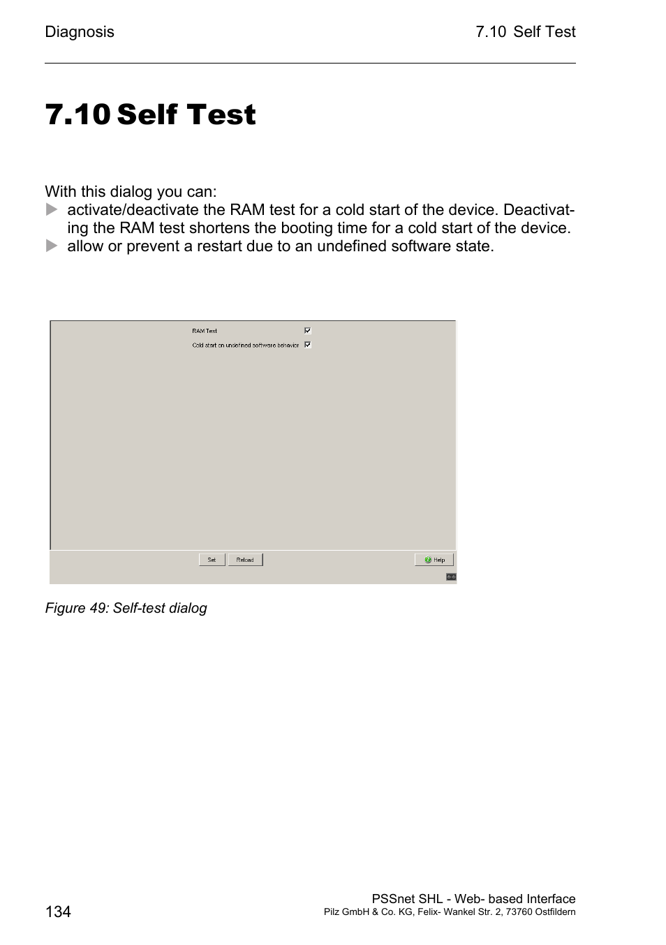 10 self test | Pilz PSSnet SHL 8T MRP User Manual | Page 134 / 156