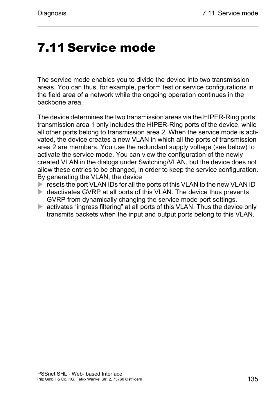 11 service mode | Pilz PSSnet SHL 8T MRP User Manual | Page 135 / 156