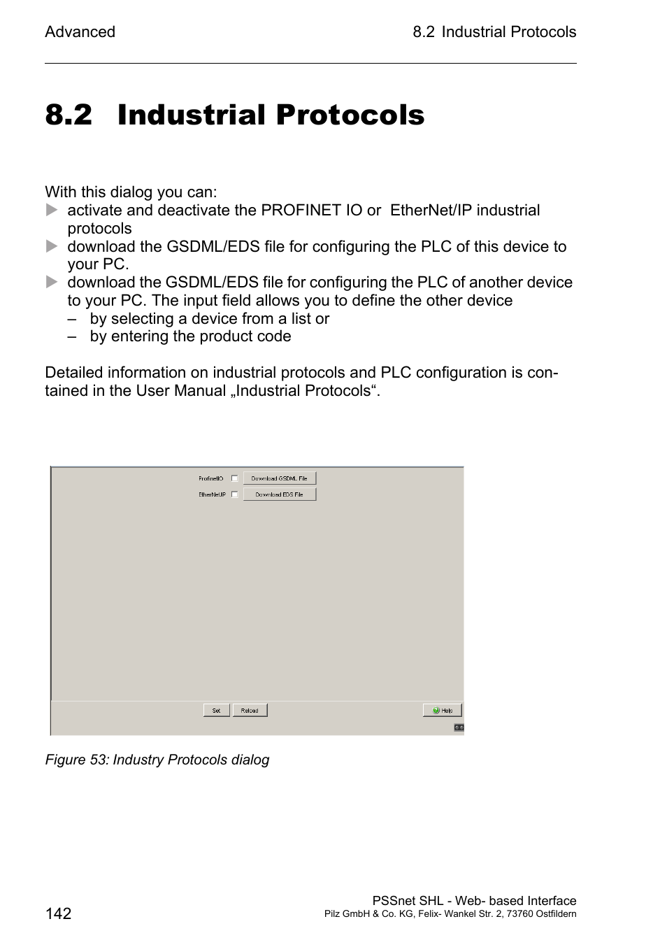 Industrial protocols, 2 industrial protocols | Pilz PSSnet SHL 8T MRP User Manual | Page 142 / 156