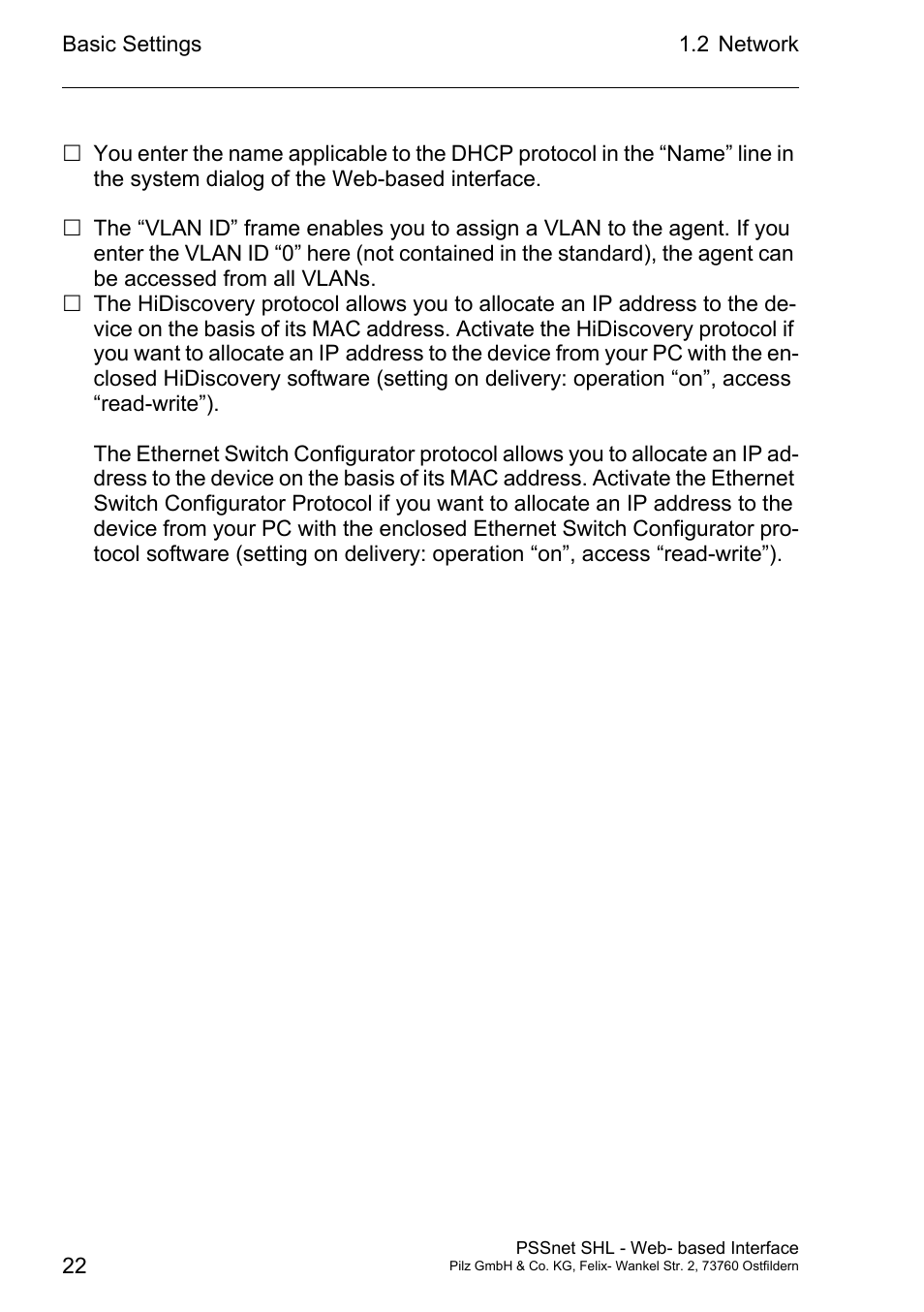 Pilz PSSnet SHL 8T MRP User Manual | Page 22 / 156