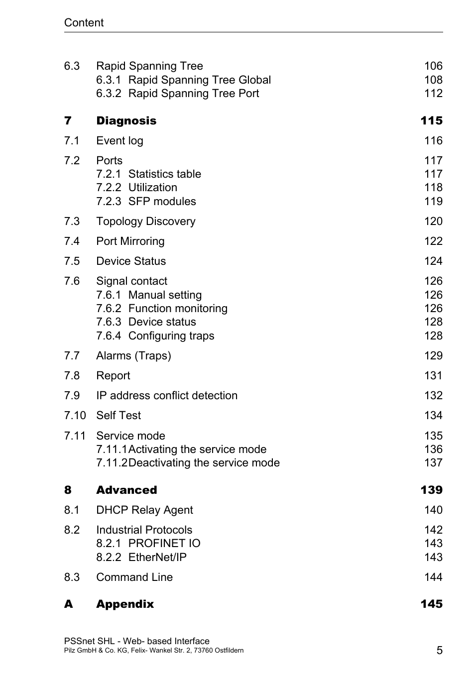 Pilz PSSnet SHL 8T MRP User Manual | Page 5 / 156