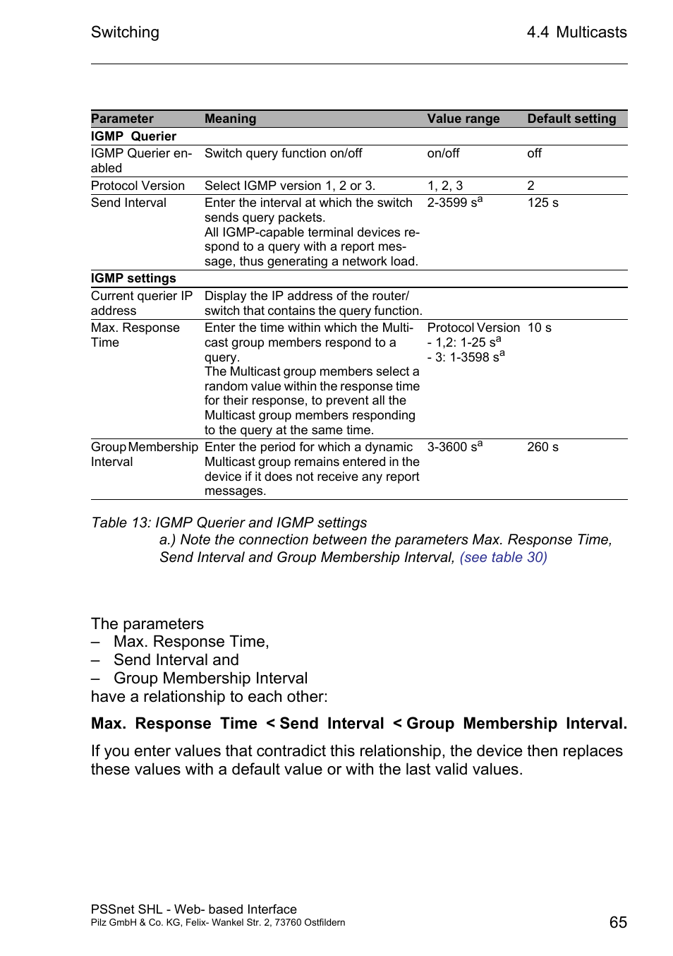 Switching | Pilz PSSnet SHL 8T MRP User Manual | Page 65 / 156