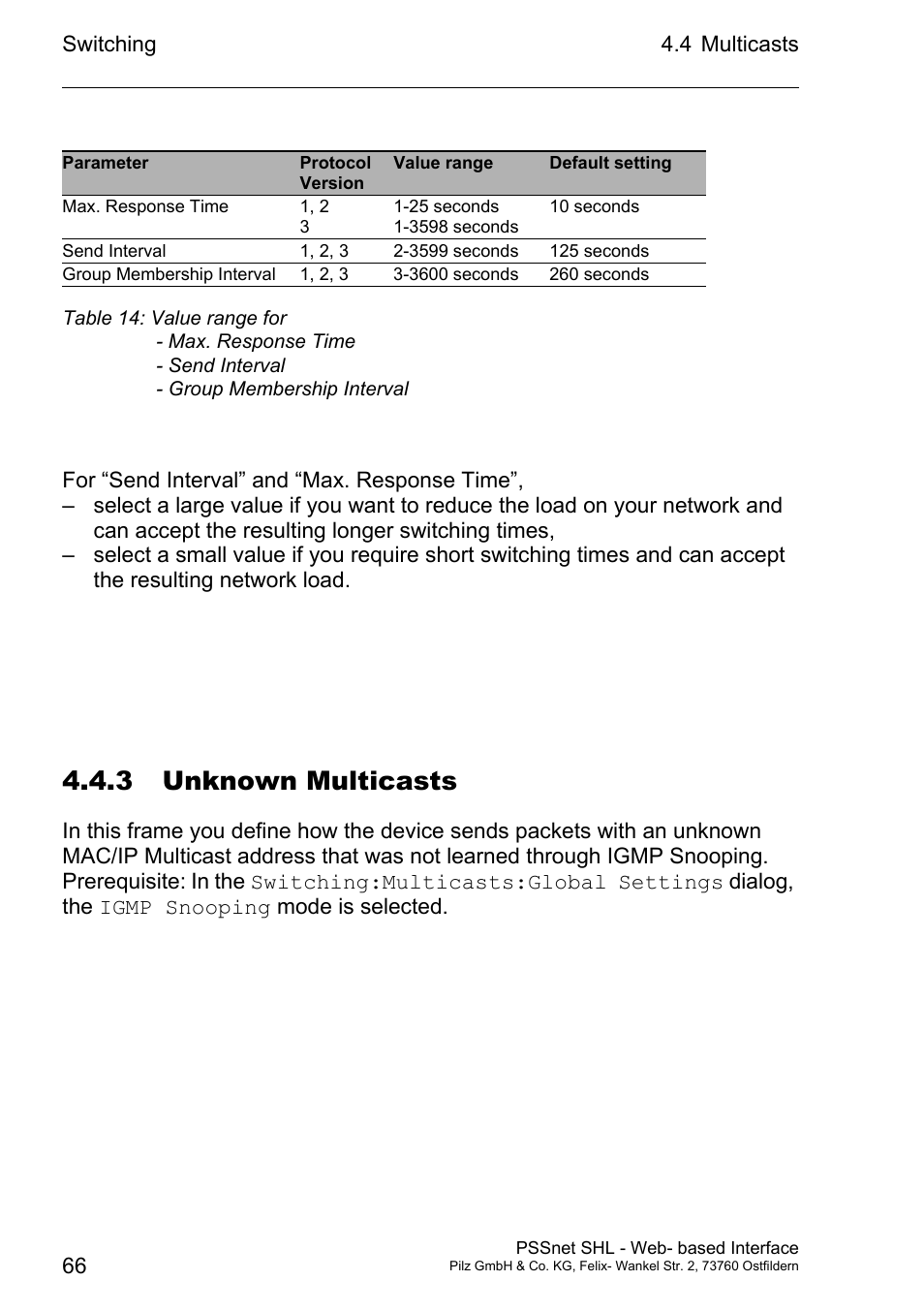 3 unknown multicasts | Pilz PSSnet SHL 8T MRP User Manual | Page 66 / 156