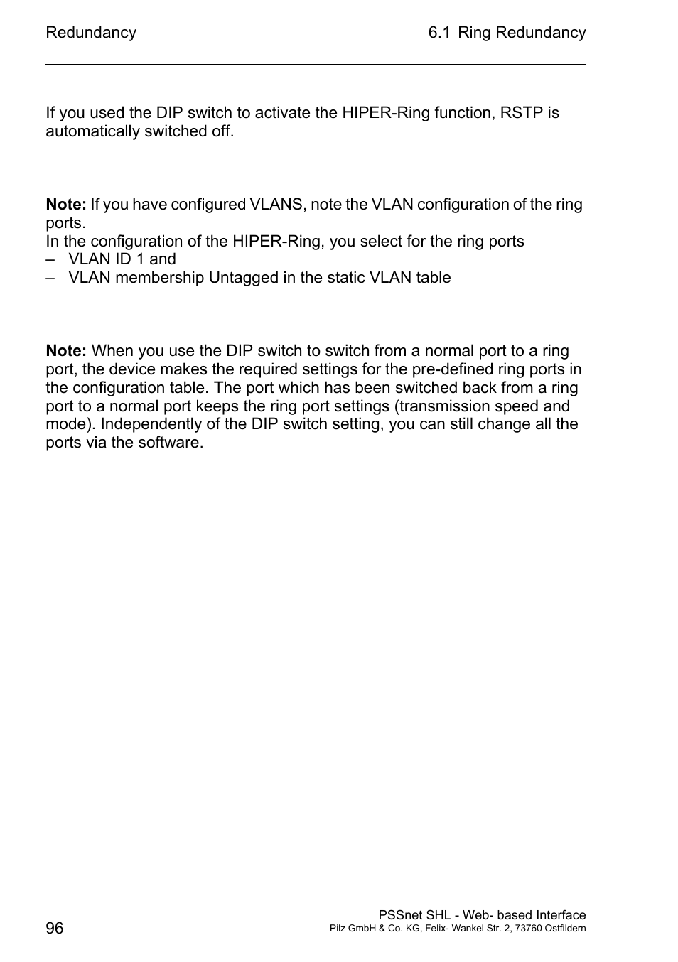 Pilz PSSnet SHL 8T MRP User Manual | Page 96 / 156