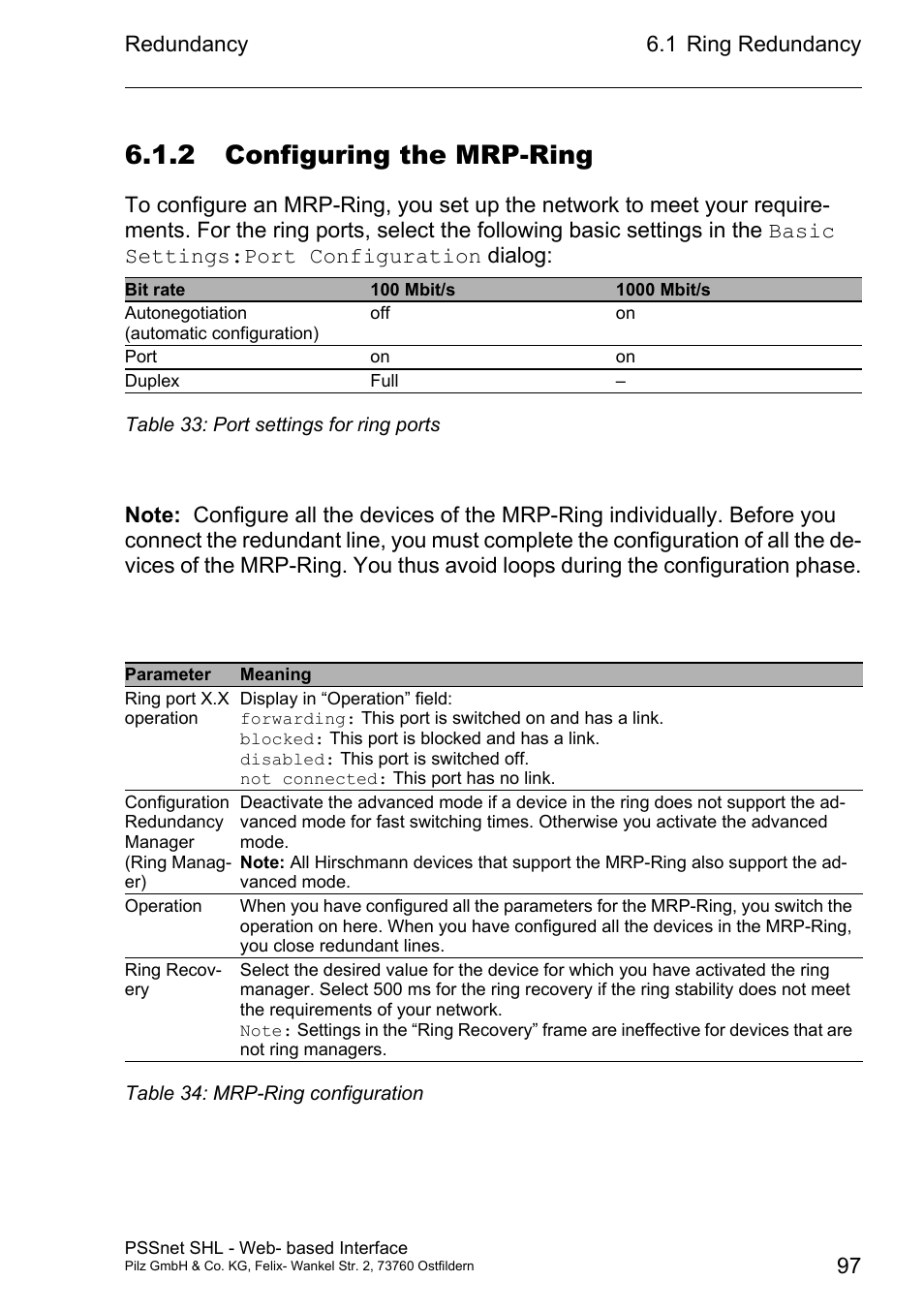 2 configuring the mrp-ring | Pilz PSSnet SHL 8T MRP User Manual | Page 97 / 156