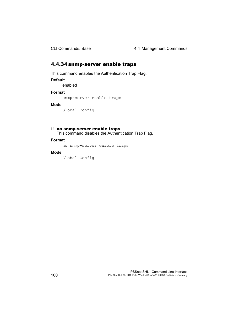 34 snmp-server enable traps, 34snmp-server enable traps | Pilz PSSnet SHL 8T MRP User Manual | Page 100 / 353