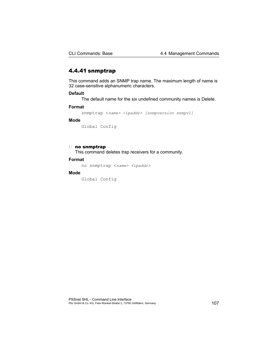 41 snmptrap, 41snmptrap 107 | Pilz PSSnet SHL 8T MRP User Manual | Page 107 / 353