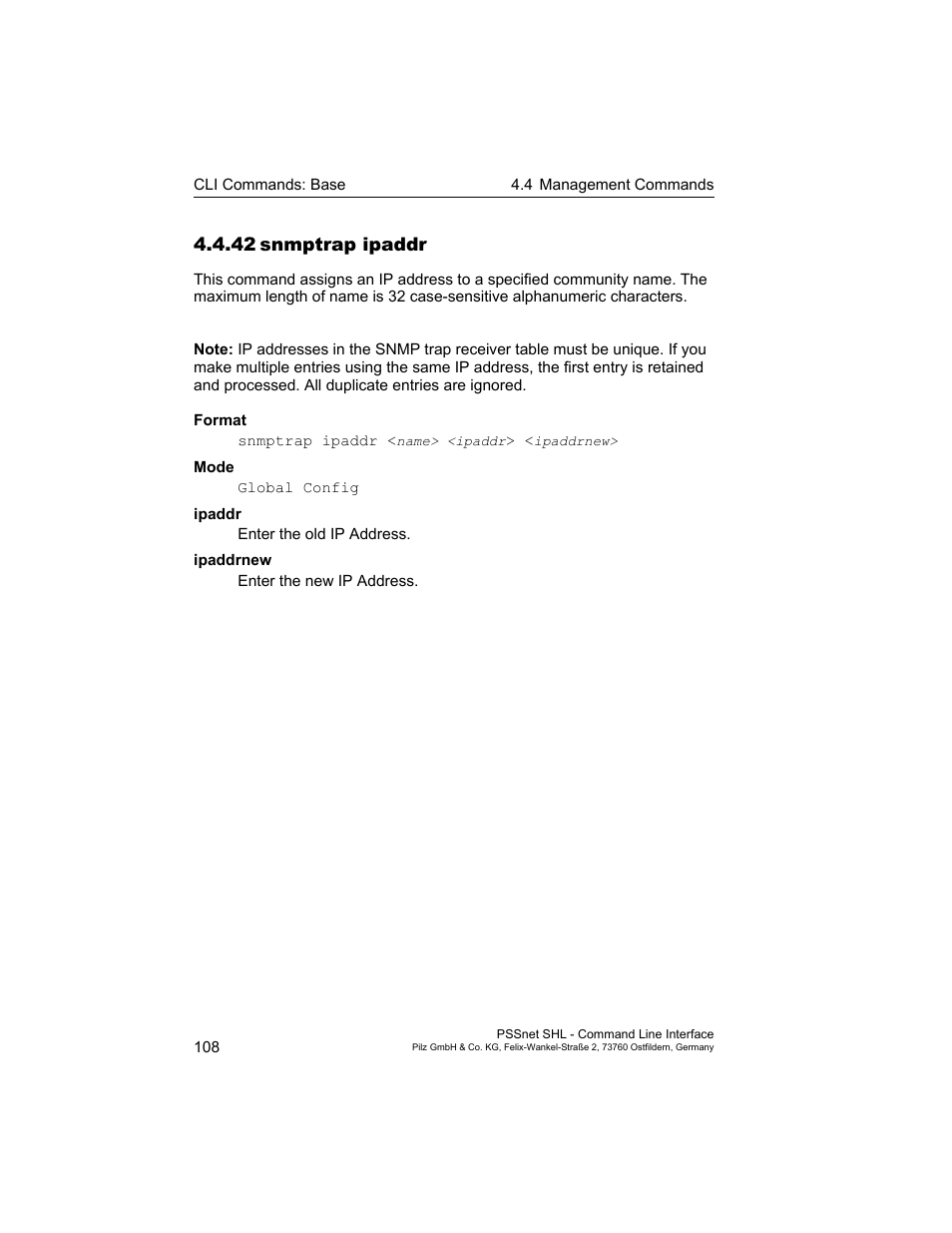42 snmptrap ipaddr, 42snmptrap ipaddr | Pilz PSSnet SHL 8T MRP User Manual | Page 108 / 353