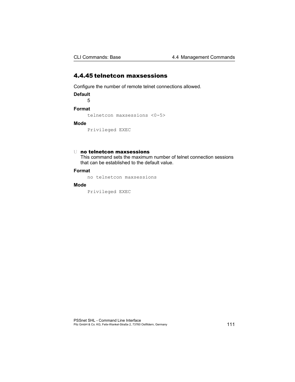 45 telnetcon maxsessions, 45telnetcon maxsessions | Pilz PSSnet SHL 8T MRP User Manual | Page 111 / 353