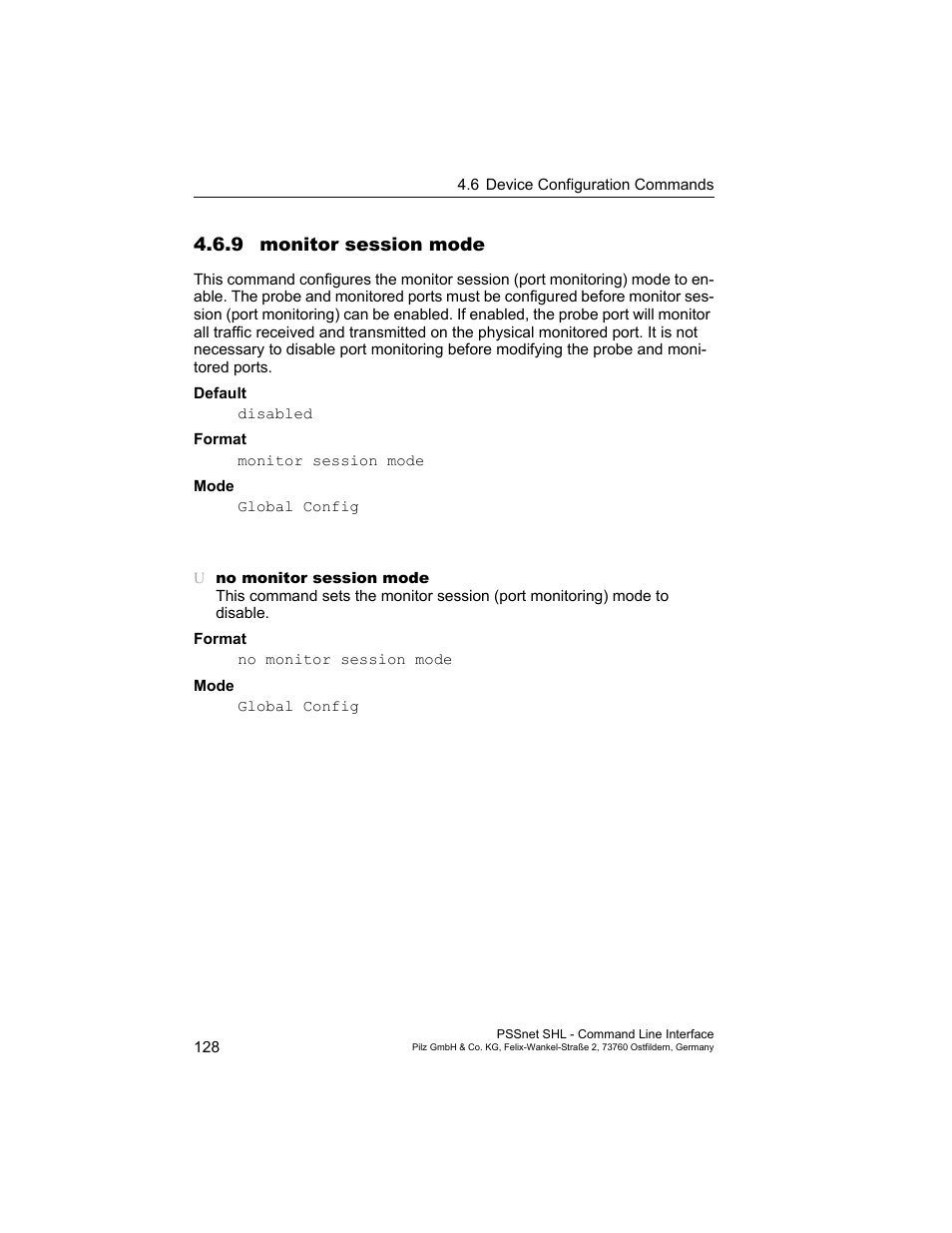 9 monitor session mode | Pilz PSSnet SHL 8T MRP User Manual | Page 128 / 353