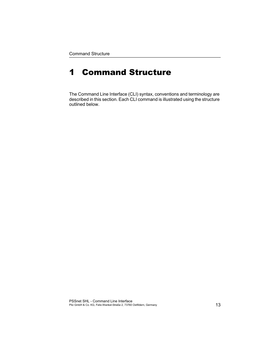 1 command structure, Command structure | Pilz PSSnet SHL 8T MRP User Manual | Page 13 / 353