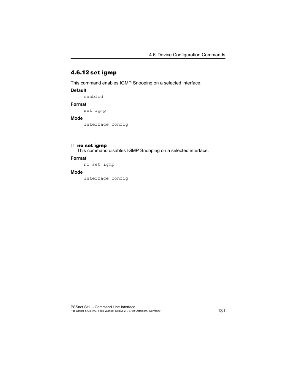 12 set igmp, 12set igmp | Pilz PSSnet SHL 8T MRP User Manual | Page 131 / 353