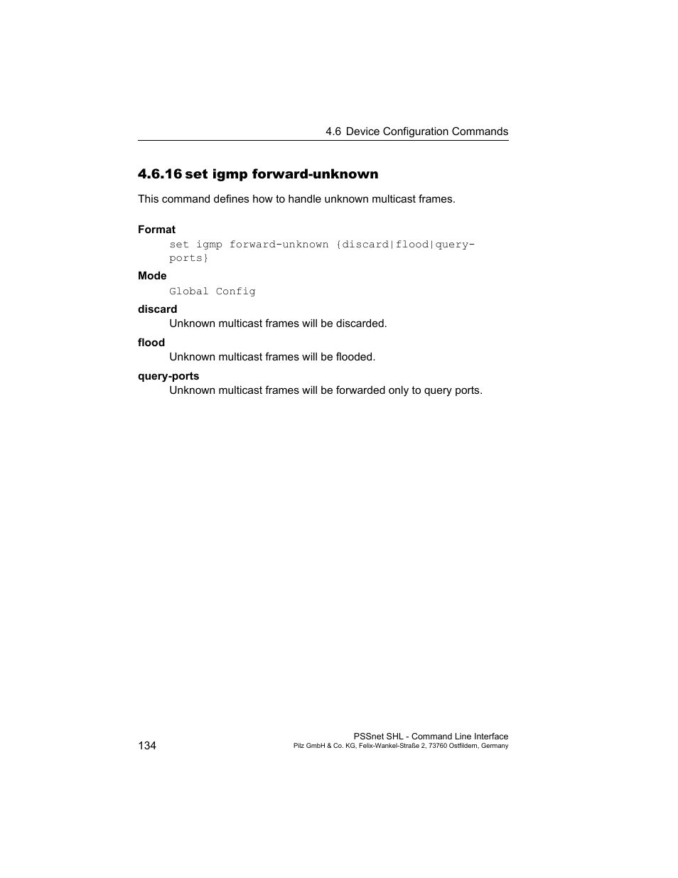 16 set igmp forward-unknown, 16set igmp forward-unknown | Pilz PSSnet SHL 8T MRP User Manual | Page 134 / 353
