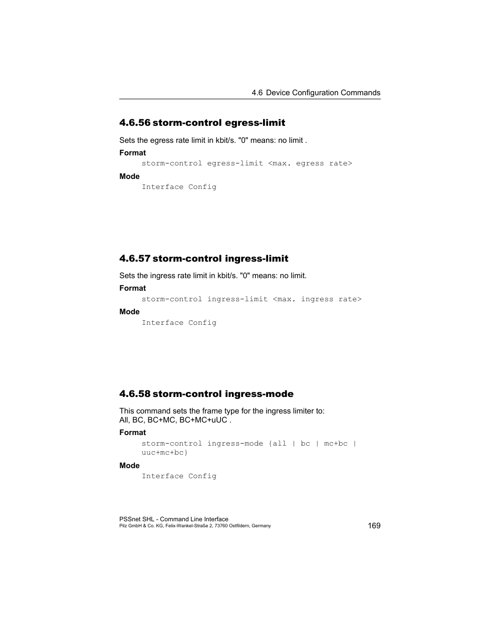 56 storm-control egress-limit, 57 storm-control ingress-limit, 58 storm-control ingress-mode | 56storm-control egress-limit, 57storm-control ingress-limit, 58storm-control ingress-mode | Pilz PSSnet SHL 8T MRP User Manual | Page 169 / 353