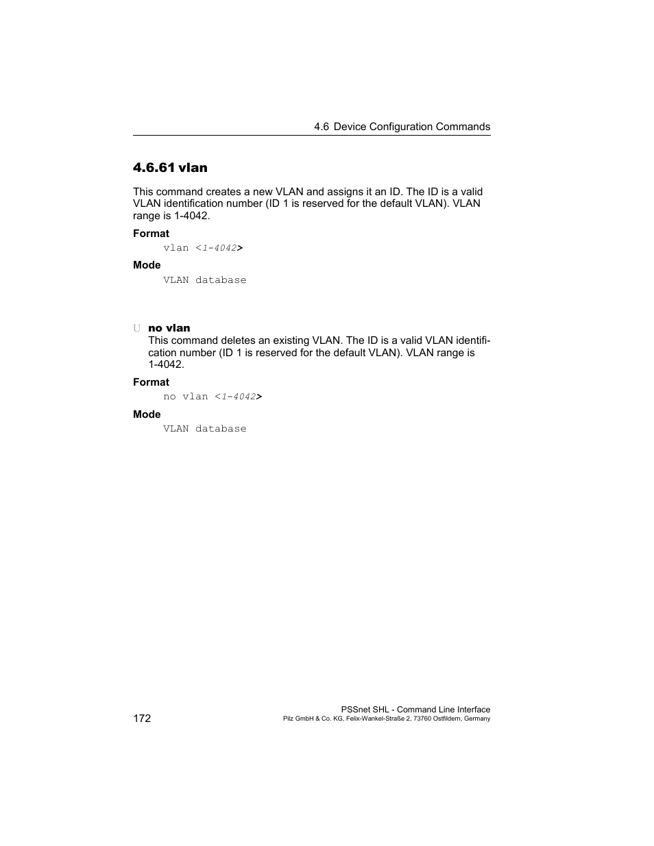 61 vlan, 61vlan 172 | Pilz PSSnet SHL 8T MRP User Manual | Page 172 / 353