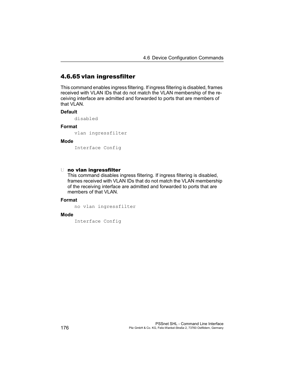 65 vlan ingressfilter, 65vlan ingressfilter | Pilz PSSnet SHL 8T MRP User Manual | Page 176 / 353