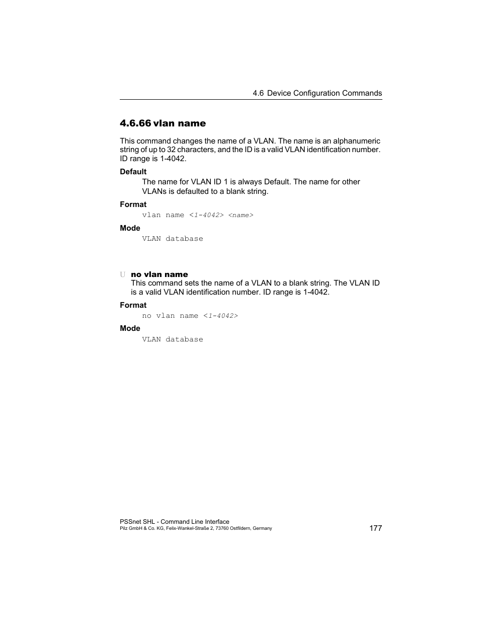 66 vlan name, 66vlan name | Pilz PSSnet SHL 8T MRP User Manual | Page 177 / 353