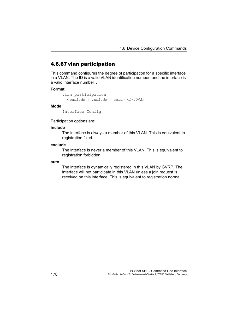 67 vlan participation, 67vlan participation | Pilz PSSnet SHL 8T MRP User Manual | Page 178 / 353