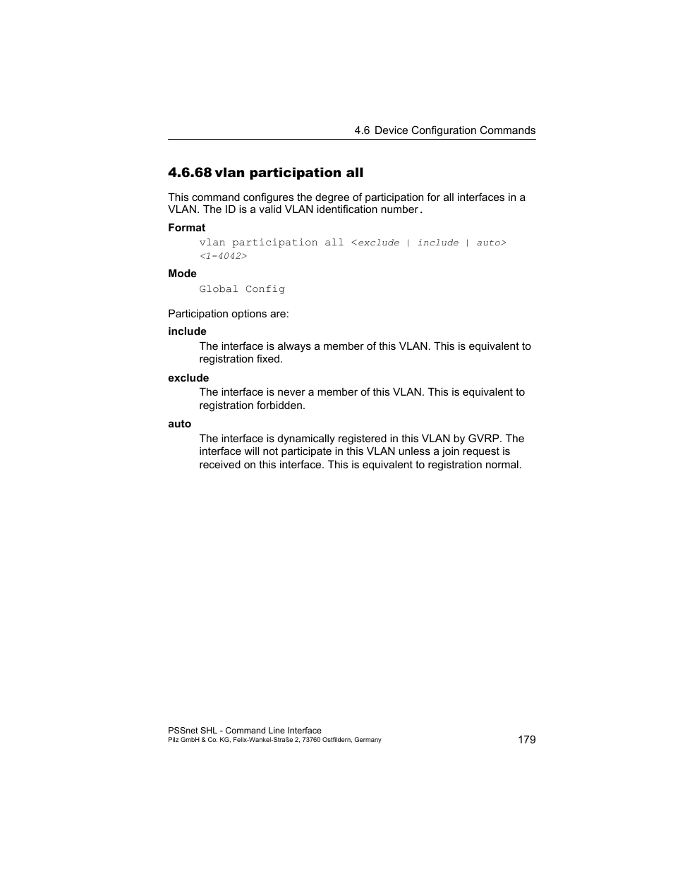 68 vlan participation all, 68vlan participation all | Pilz PSSnet SHL 8T MRP User Manual | Page 179 / 353