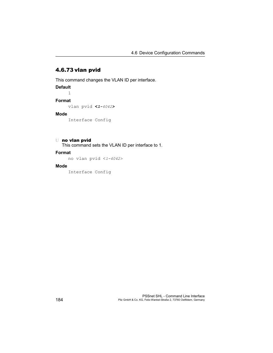 73 vlan pvid, 73vlan pvid | Pilz PSSnet SHL 8T MRP User Manual | Page 184 / 353