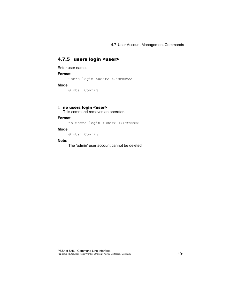 5 users login <user | Pilz PSSnet SHL 8T MRP User Manual | Page 191 / 353