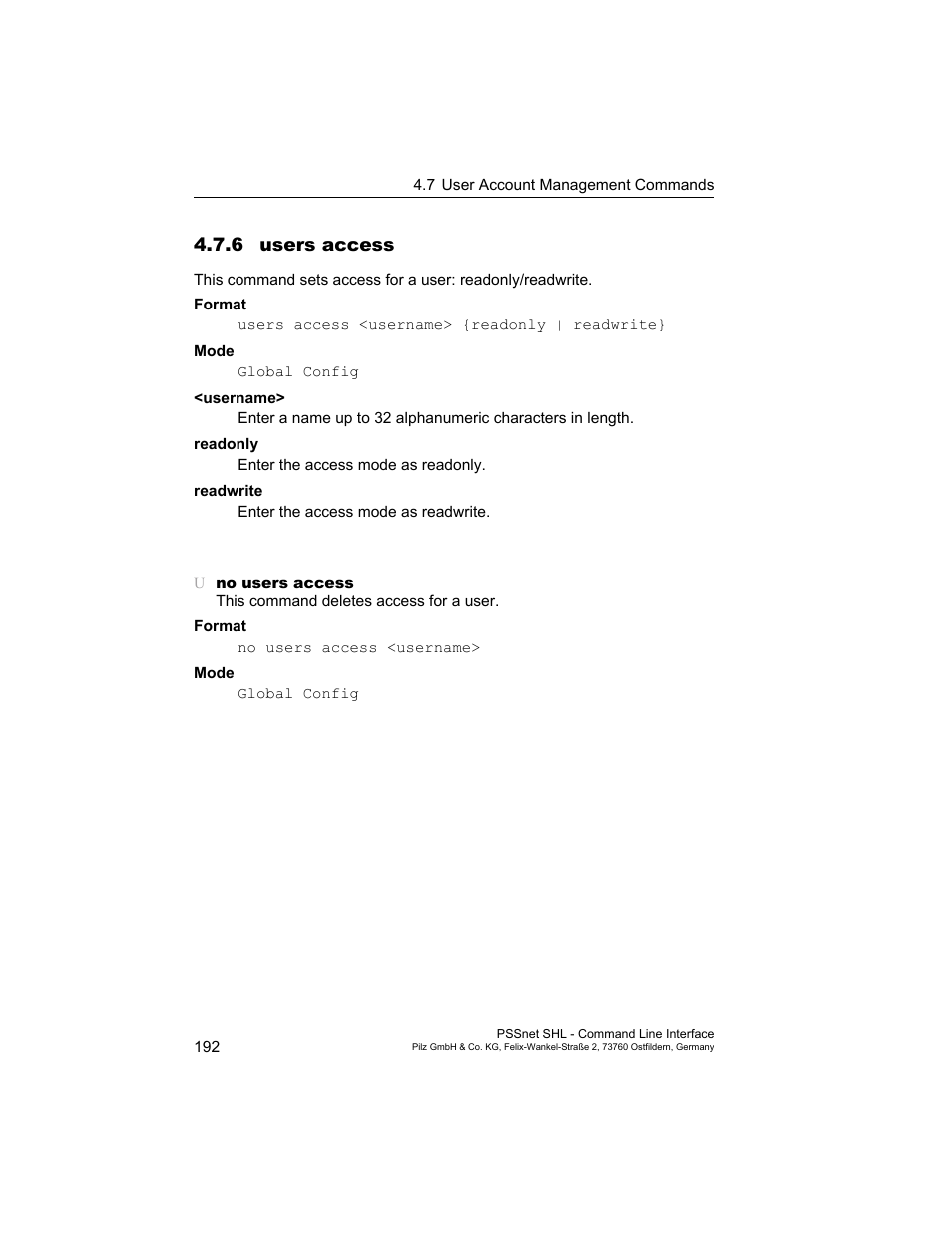 6 users access | Pilz PSSnet SHL 8T MRP User Manual | Page 192 / 353