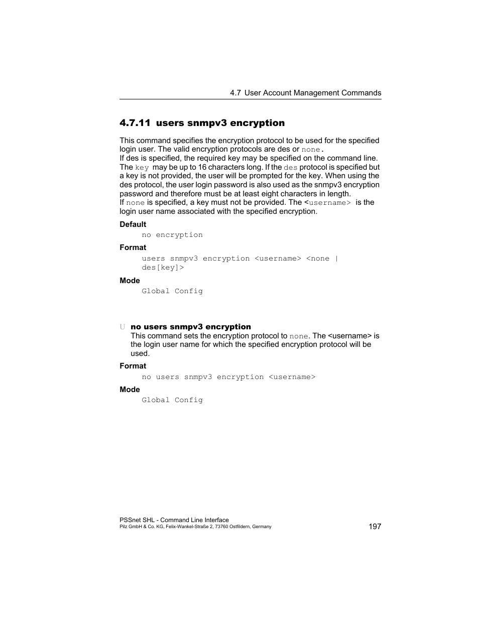 11 users snmpv3 encryption | Pilz PSSnet SHL 8T MRP User Manual | Page 197 / 353