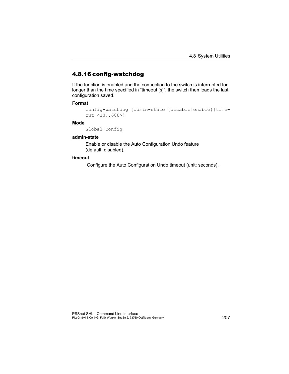 16 config-watchdog, 16config-watchdog 207 | Pilz PSSnet SHL 8T MRP User Manual | Page 207 / 353