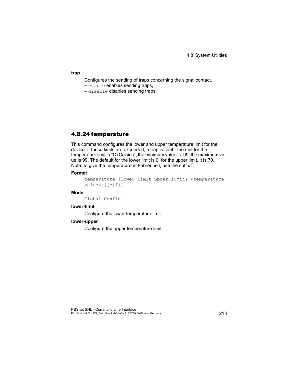 24 temperature, 24temperature 213 | Pilz PSSnet SHL 8T MRP User Manual | Page 213 / 353