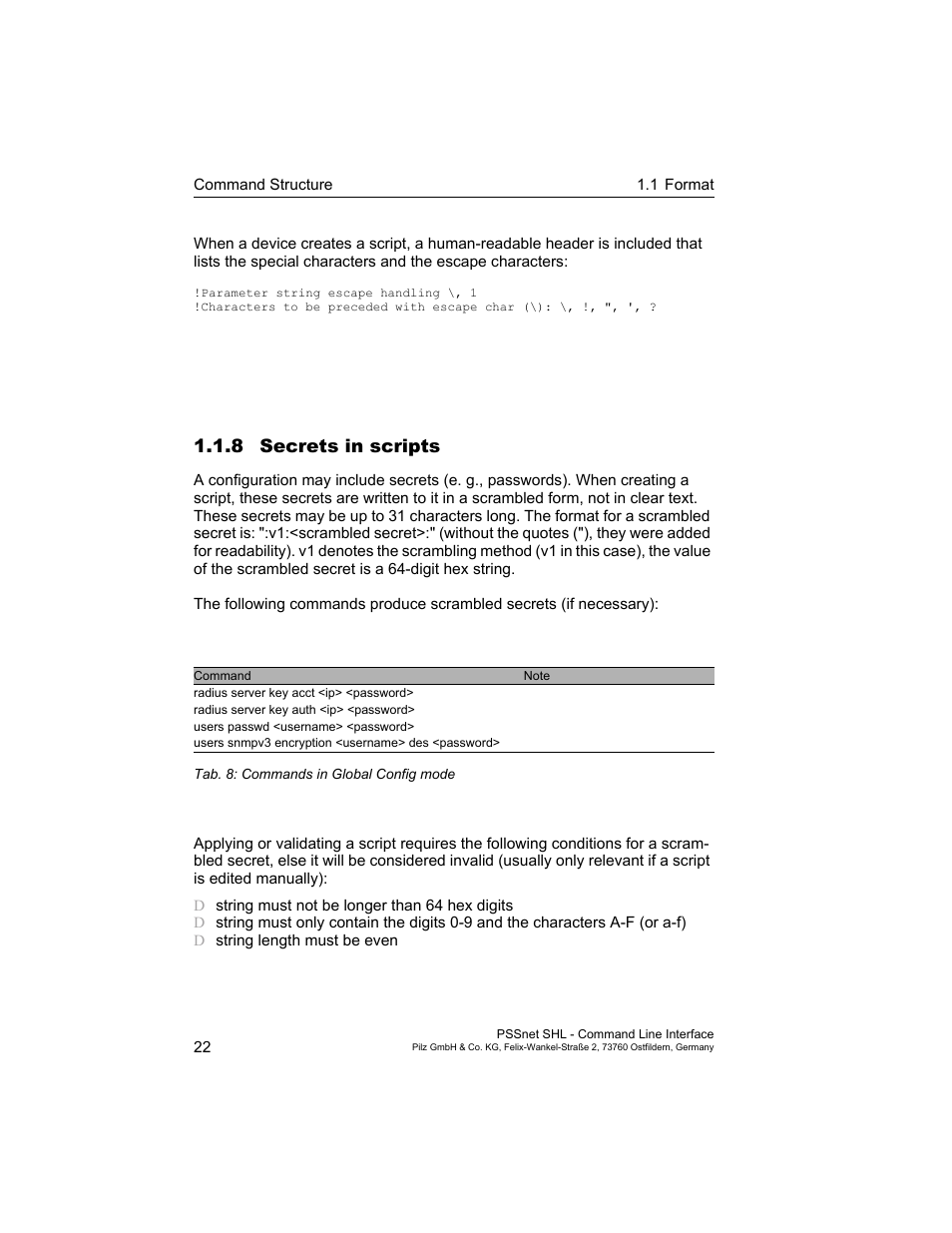 8 secrets in scripts | Pilz PSSnet SHL 8T MRP User Manual | Page 22 / 353
