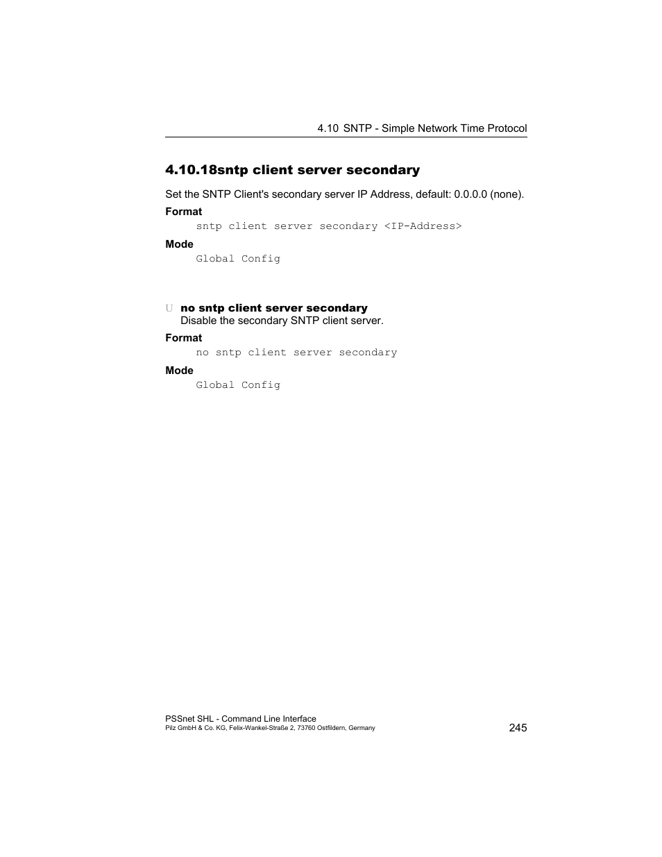 18 sntp client server secondary, 18sntp client server secondary | Pilz PSSnet SHL 8T MRP User Manual | Page 245 / 353